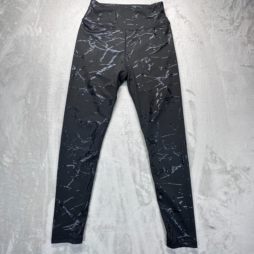 Shein Leggings Womens Large Black Marble Print High Waisted Athletic‎ Yoga Pants